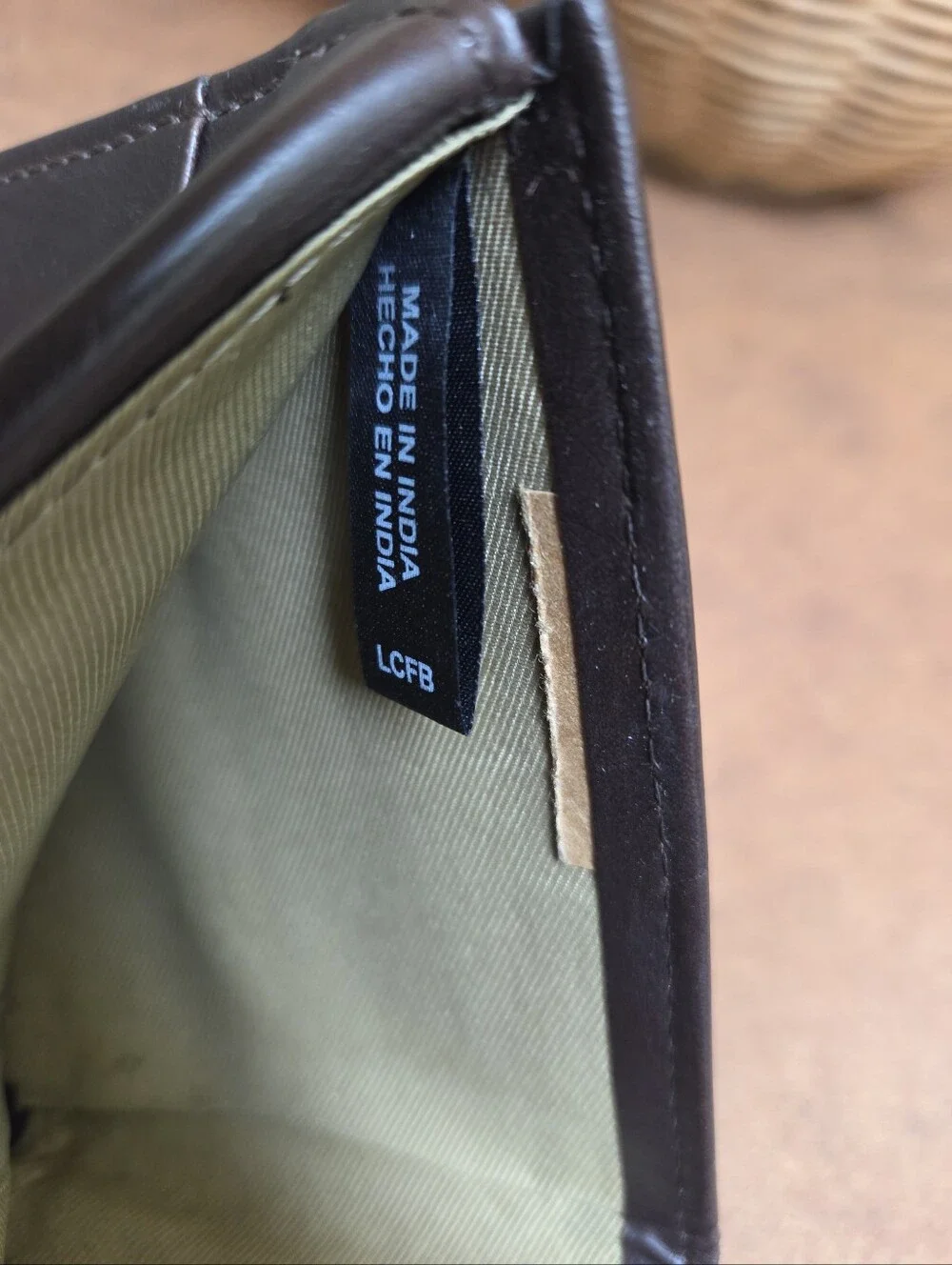 Dockers Dark Brown Leather RFID Bi-Fold Wallet with Contrast Stitching